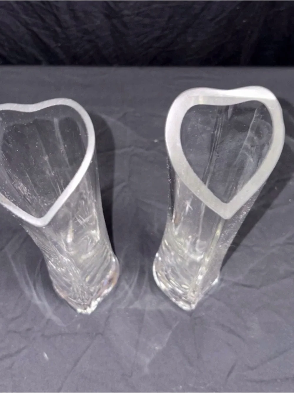 8.5” Clear Glass Heart Shaped Vases Set of 2 Wedding Decor